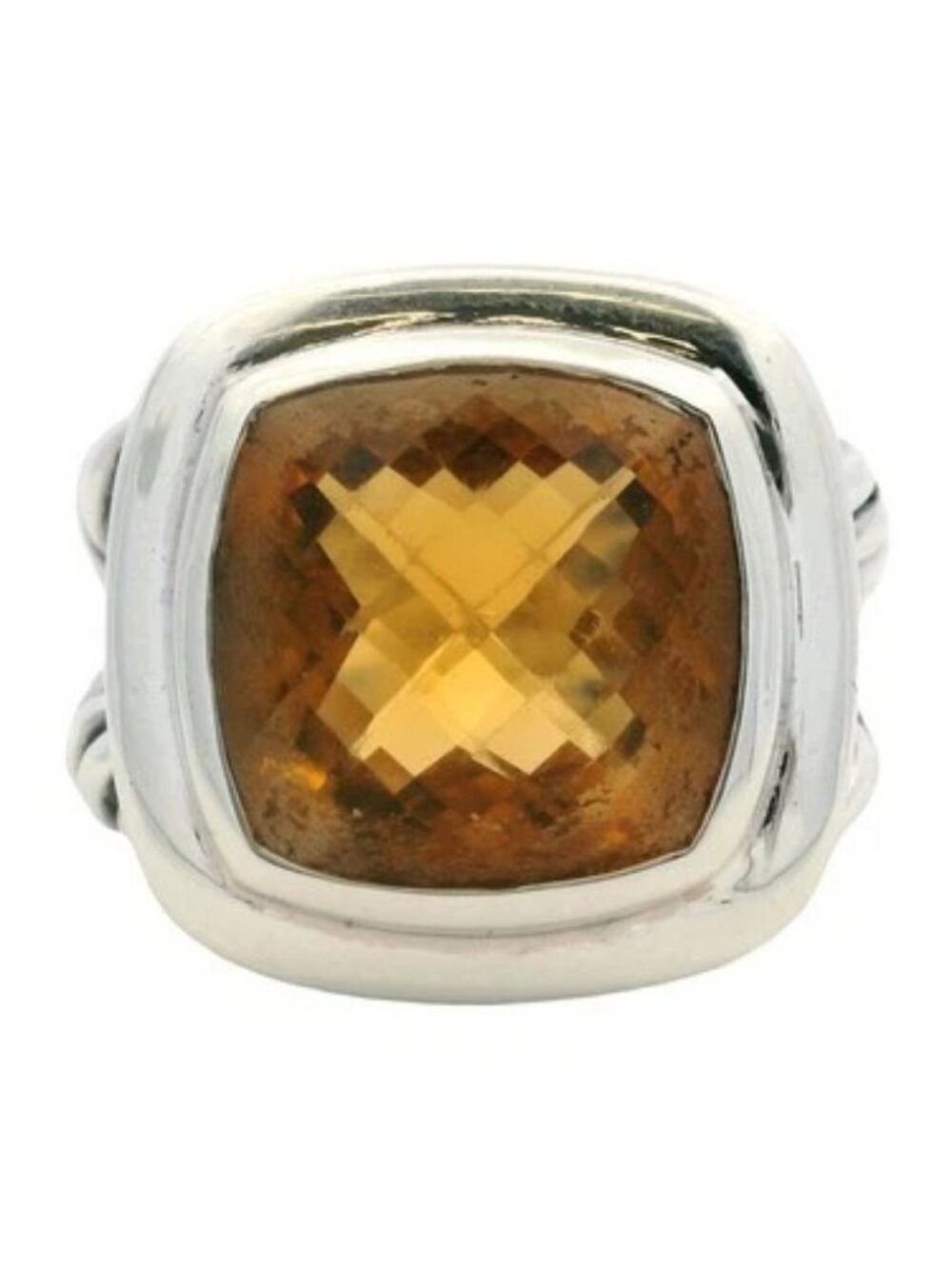 David Yurman Solid 925 Sterling Silver and Citrine Large Albion Ring Size 7